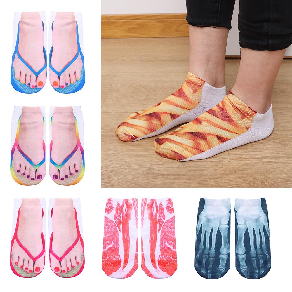 Vớ Cotton Cổ Thấp In Họa Tiết 3D Thoải Mái Thời Trang Unisex