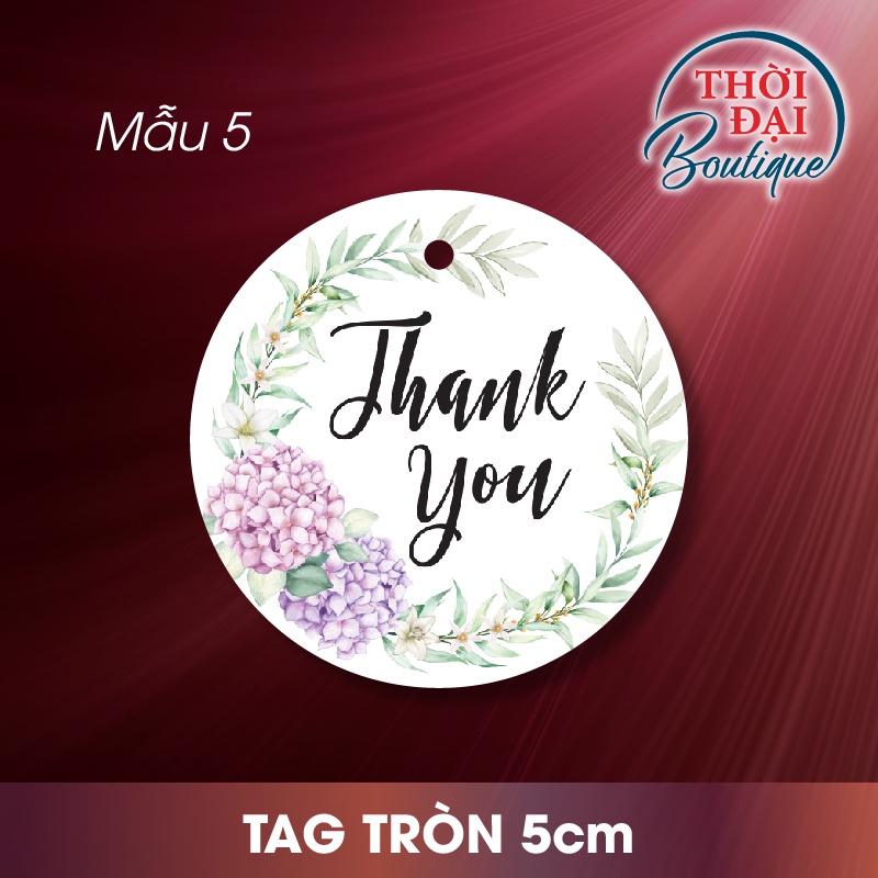 100c - Tag treo / Thẻ treo giấy "Thank You" Flower Decor  - Nhiều mẫu