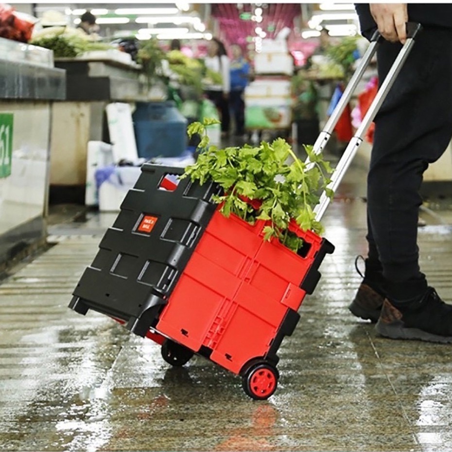 Thùng đựng đồ gấp gọn Vali kéo đa năng-  Dùng trên ô tô, đi siêu thị, di chuyển đồ nặng