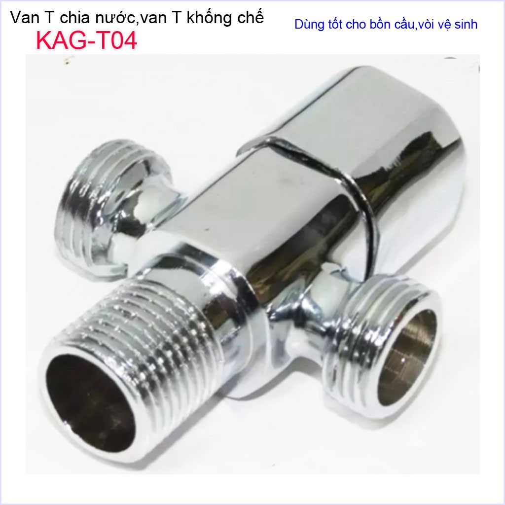 T chia nước van khóa giảm áp KAG-T04 cao cấp, van T chia nước bồn cầu và vòi xịt, T nối nước vòi xịt siêu bền