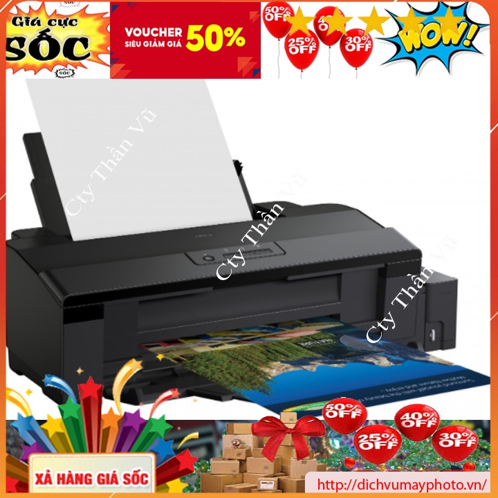 Máy in phun màu khổ A3 Epson L1800 hàng mới 100% có lắp sẵn bộ tiếp mực ngoài  bảo hành INECO