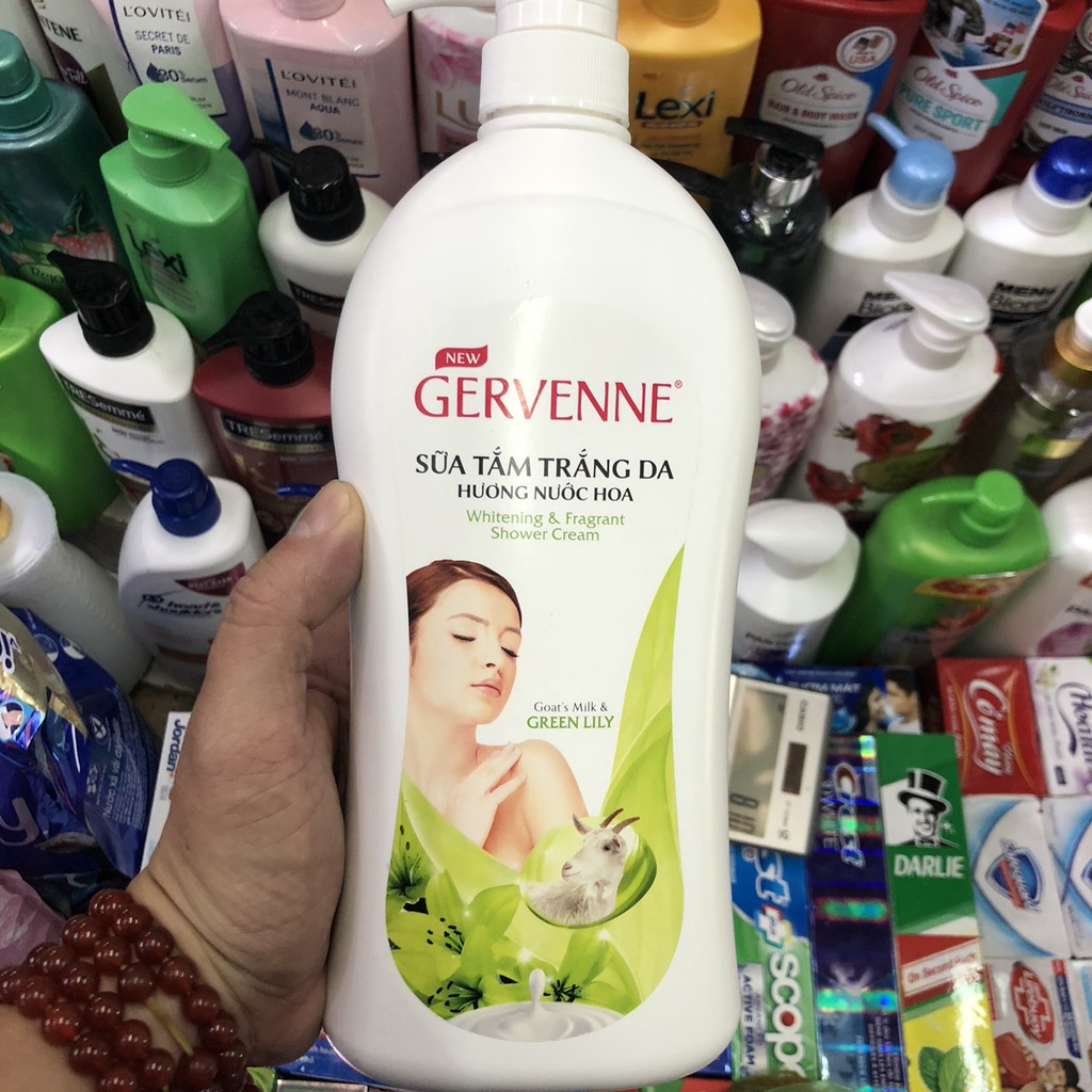 Sữa tắm trắng da Gervenne Green Lily 900gr