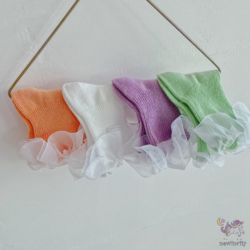 Tất cotton phối ren dễ thương phong cách Hàn Quốc cho bé gái