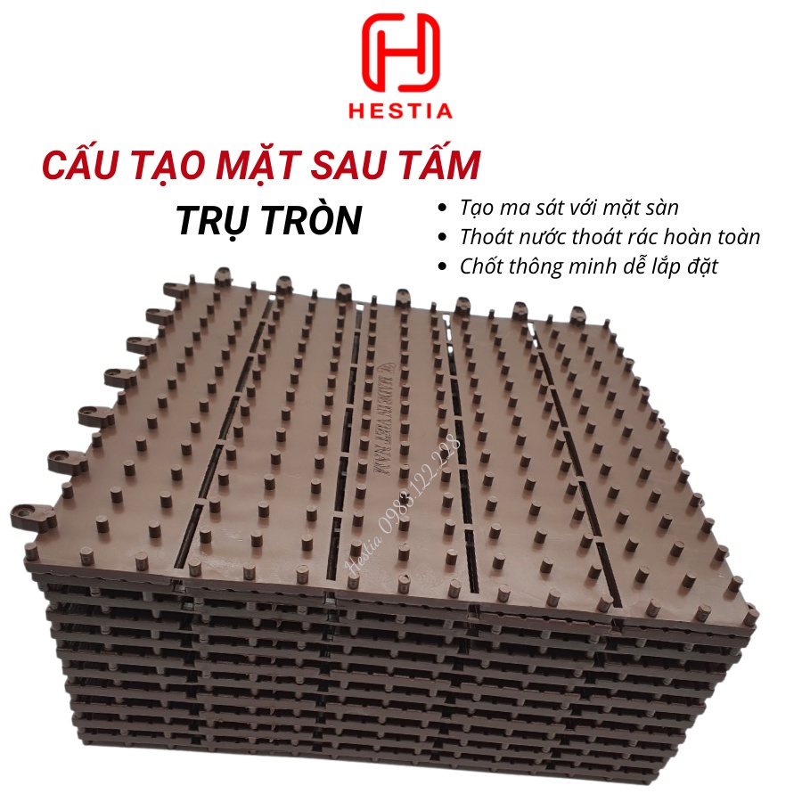 Vỉ Nhựa Lót Sàn Giả Gỗ T- Basic- Chuyên dụng cho Ban Công, Nhà Tắm, Bể Bơi, Sân Vườn, Chống Nước.