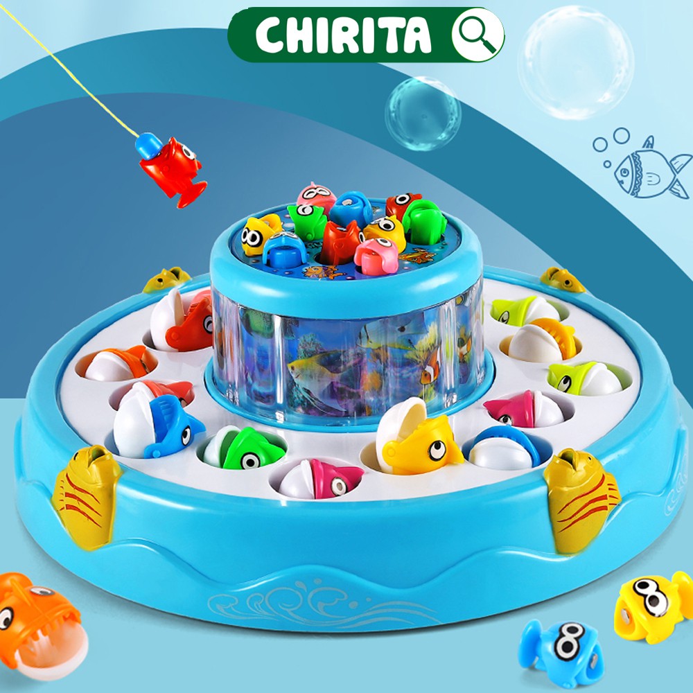 Bồ Đồ Chơi Câu Cá 2 Tầng Xoay - Có Nhạc, Đèn Và Nam Châm - Đồ Chơi Trẻ Em CHIRITA