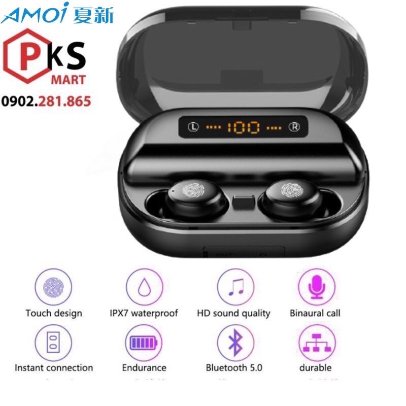 Tai Nghe Bluetooth 5.0 TWS V11 v12 S11 F9 F9 Pro - Chống Nước IPX7 - Pin 4000 - Tích Hợp Micro -Tự Động Kết Nối Chống ồn