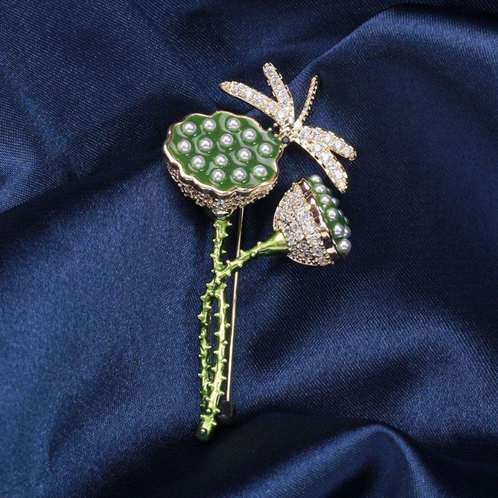 Ghim Cài Áo Hình Hoa Sen Đính Kim Cương Giả Tinh Tế Cho Nữ