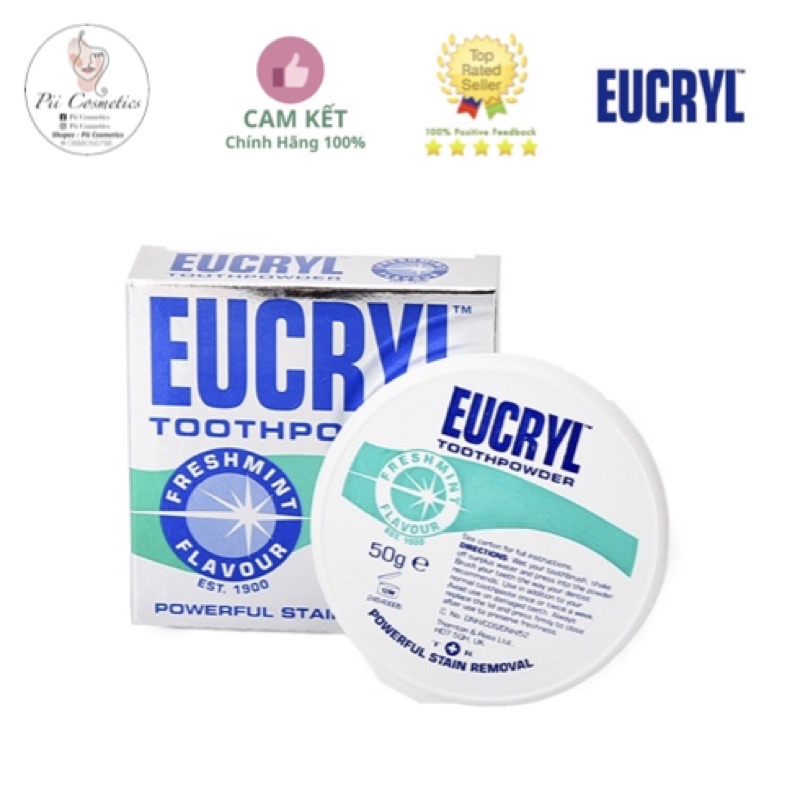 Bột Tẩy Trắng Răng Eucryl Toothpowder Powerful Stain Removal 50g