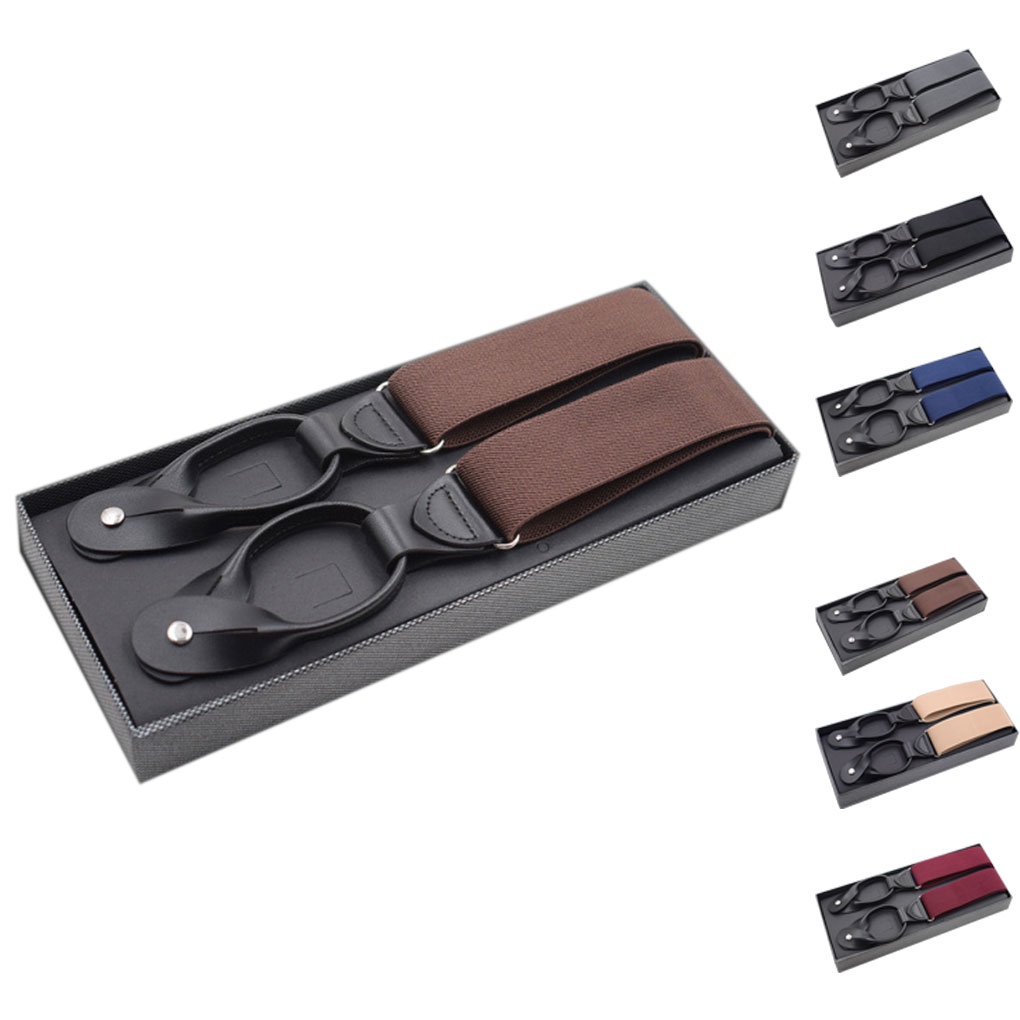 Thắt lưng có thể điều chỉnh hình dạng chữ Y bằng da đàn hồi nẹp nút màu tinh khiết cho nam