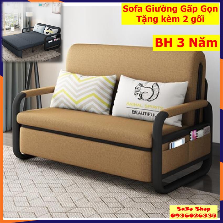 Giường Sofa Thông Minh Gấp Gọn Tặng Kèm 2 Gối KT 1m5x1m9