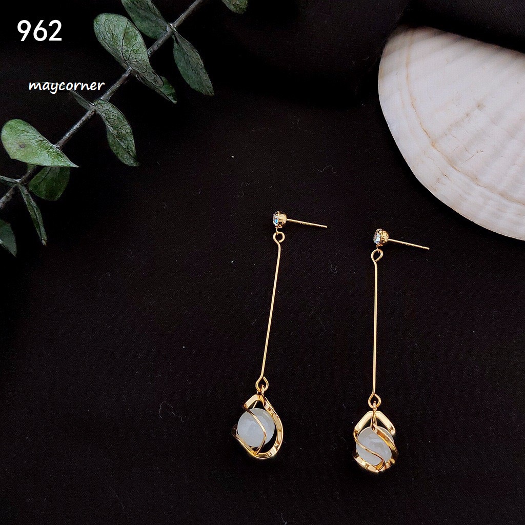 Khuyên tai bông tai giọt nước mạ bạc 925 cao cấp 961-962