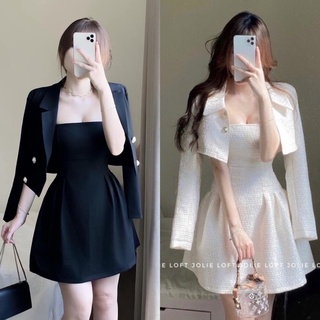 Set đầm hai dây đuôi cá kèm khoác