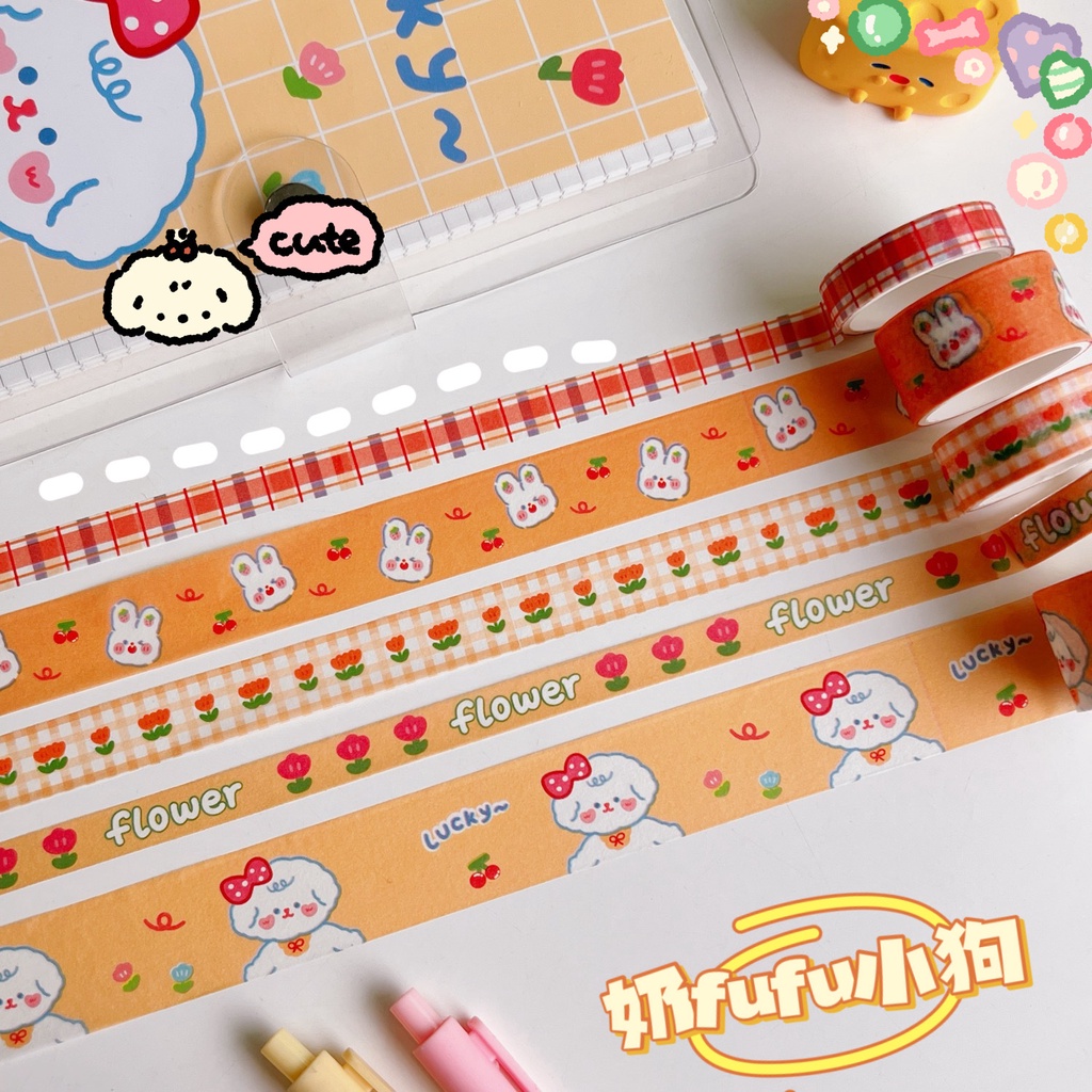 Set 5 cuộn băng keo Washi sticker giấy trang trí sổ lưu niệm lưu bút nhật ký văn phòng phẩm