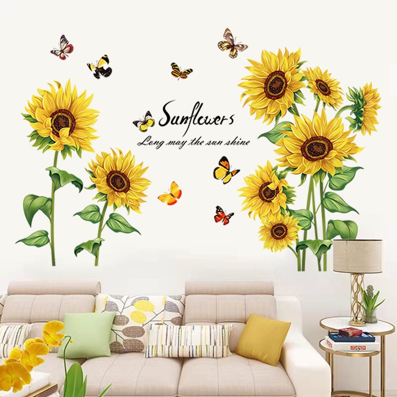 Decal Hoa hướng dương dán trang trí tường mẫu số 2 - AmyShop