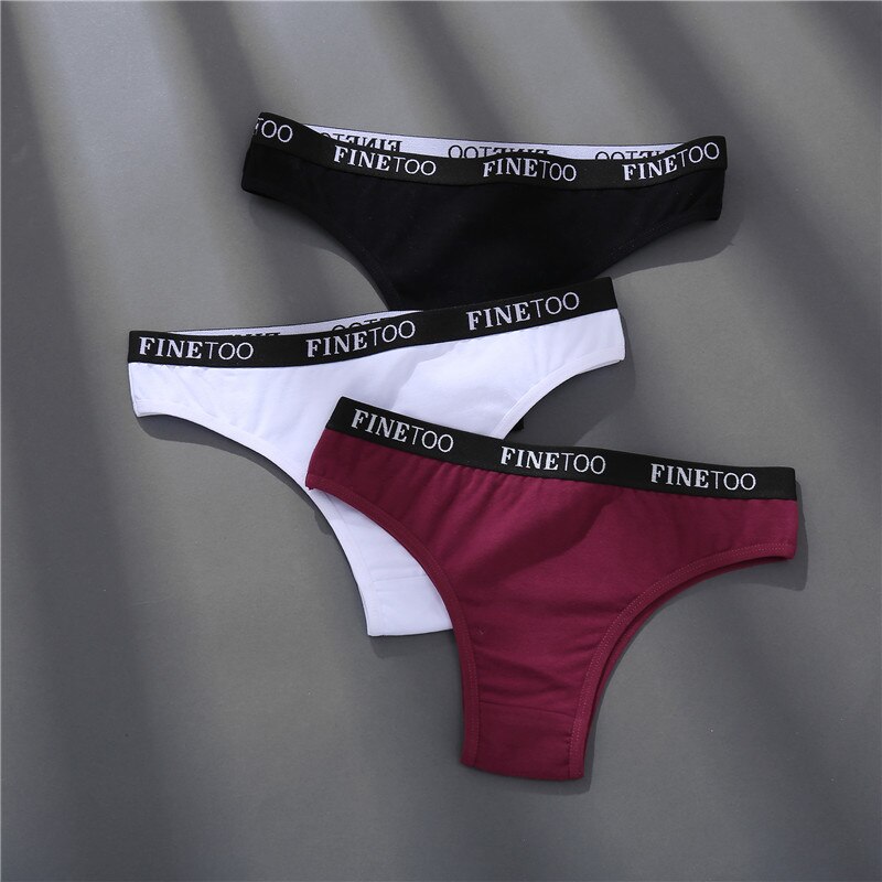 Set 2 Quần Lót FINETOO Cotton Lưng In Chữ Gợi Cảm M-XL