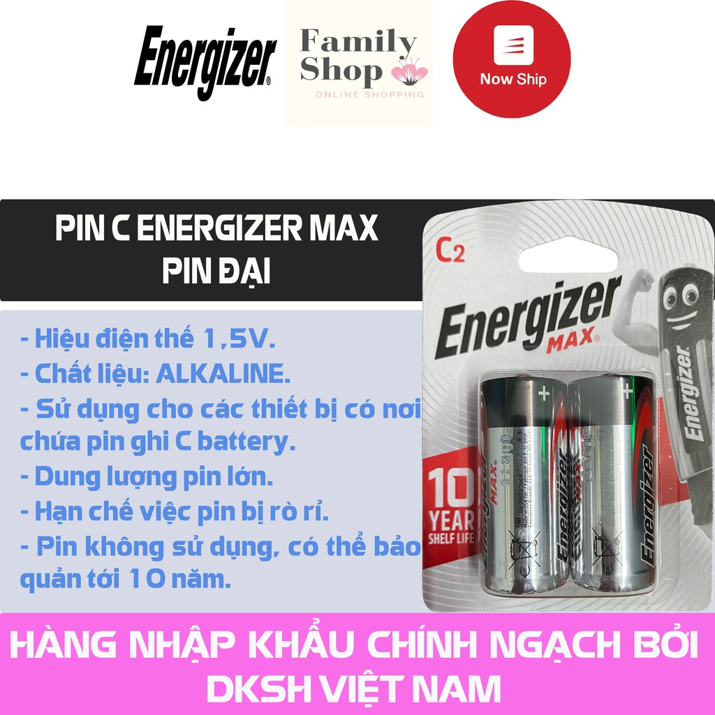 [Hàng Chính Hãng] Pin C Energizer Max ( Pin Bếp Gas)