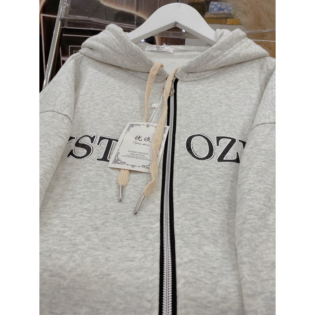 Khoác Nỉ Nam Nữ Mũ Rộng Form To Chữ YST Mũ 2 Lớp Unisex Tay Bồng Basic