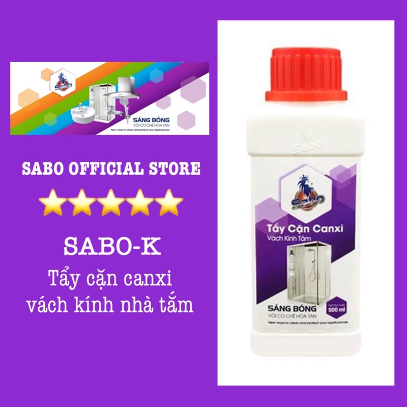 Nước lau kính SABO-K , Tẩy cặn canxi, ố mốc, cặn vảy cá bám lâu ngày trên vách kính tắm chai 500ml