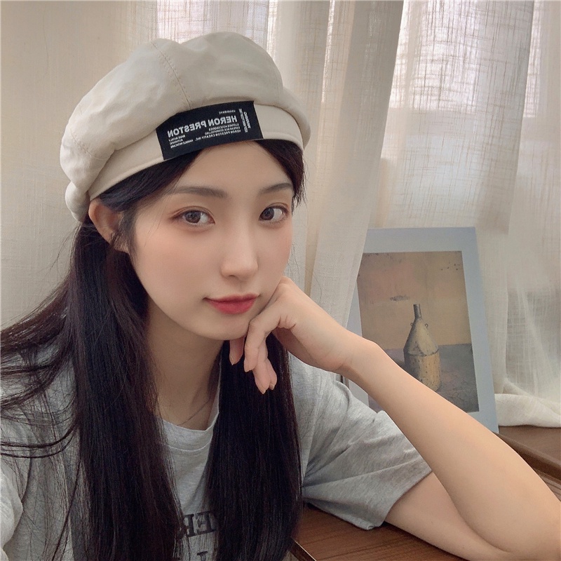 Mũ Beret Mỏng Họa Tiết Chữ Phong Cách Retro Nhật Bản Cho Nữ