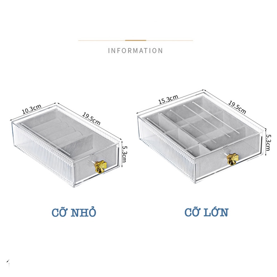 Hộp Đựng Trang Sức Lót Nhung Mika Trong Suốt Cao Cấp R004