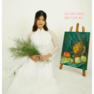 Áo dài truyền thống REN 4 tà kèm quần