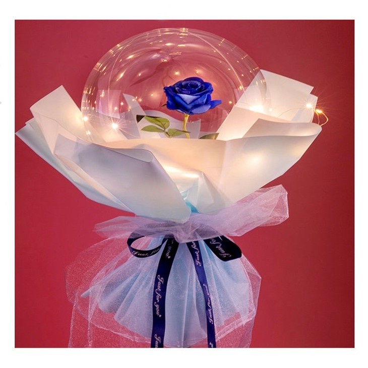 Bong Bóng Trong Suốt 22 Inch Hình Hoa Hồng Trang Trí Tiệc