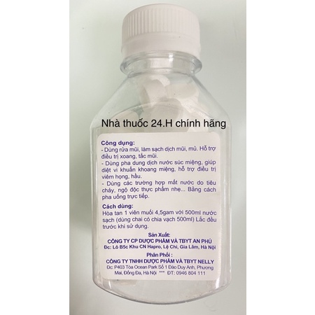 Muối viên tinh khiết NELLY - Hộp 50 viên muối sinh lý An phú, tự pha dùng súc miệng, rửa mũi, vết thương, sát khuẩn