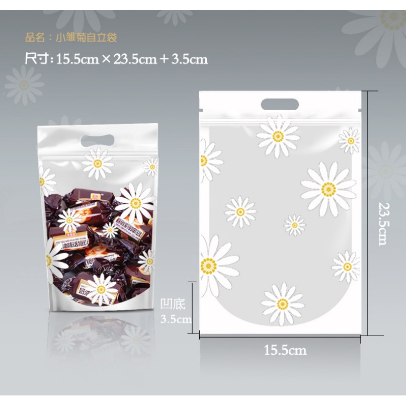 Túi Zip Hoa Cúc Trắng Đựng Bánh Kẹo Siêu Cute ( 50 cái)