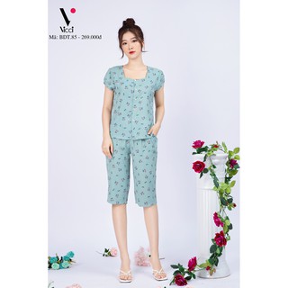 Đồ bộ nữ cộc tay - Set bộ đũi mặc nhà nữ Vicci BDT.85 họa tiết quả Sơ ri
