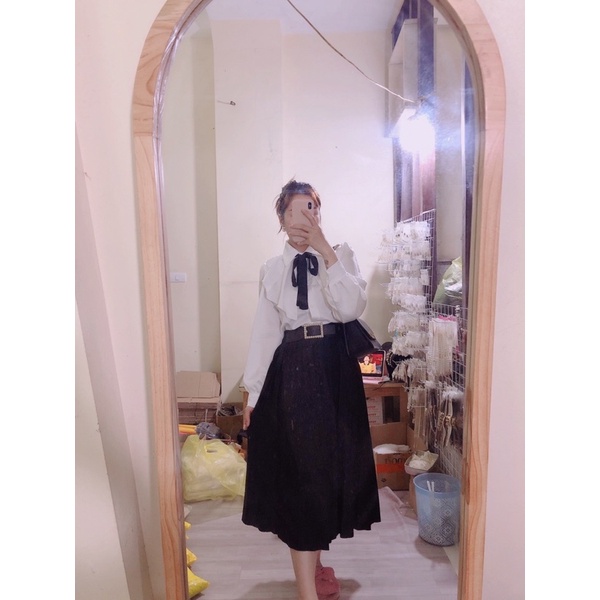 Áo sơ mi nữ cổ bèo điệu phong cách Hàn quốc dịu dàng Shop chavi