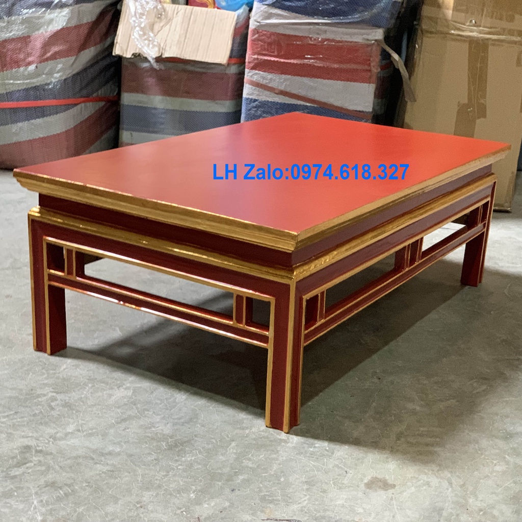 Bàn Chiện Sơn Son Kê Thờ Chữ Nhật Gỗ Mít Cao 25cm