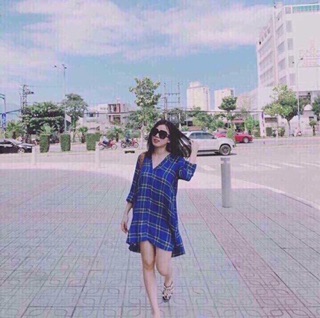Đầm suông caro
