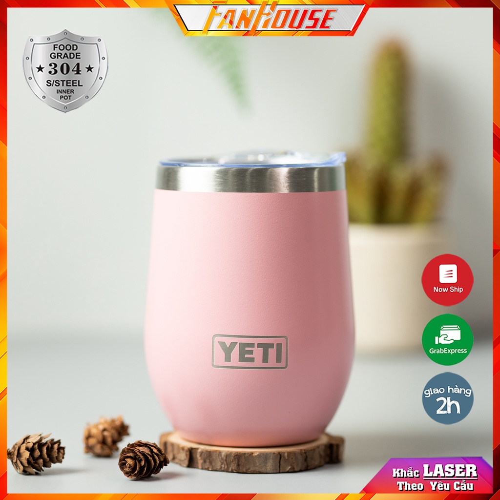 Cốc giữ nhiệt Egg Yeti inox 304 cao cấp, cốc trứng để bàn 5 màu Fan House tặng ống hút, khắc tên theo yêu cầu