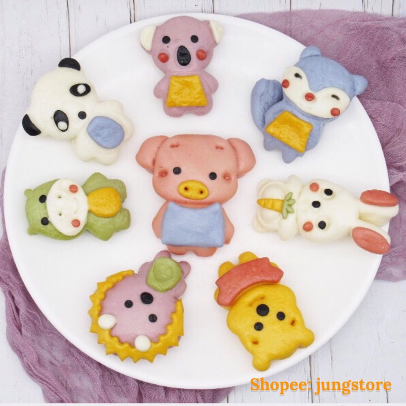 Bộ 8 Khuôn Bánh Bao Tạo Hình Con Vật Kèm Khuôn Chi Tiết, Khuôn làm fondant trang trí bánh kem, Cookie hình đáng yêu M435