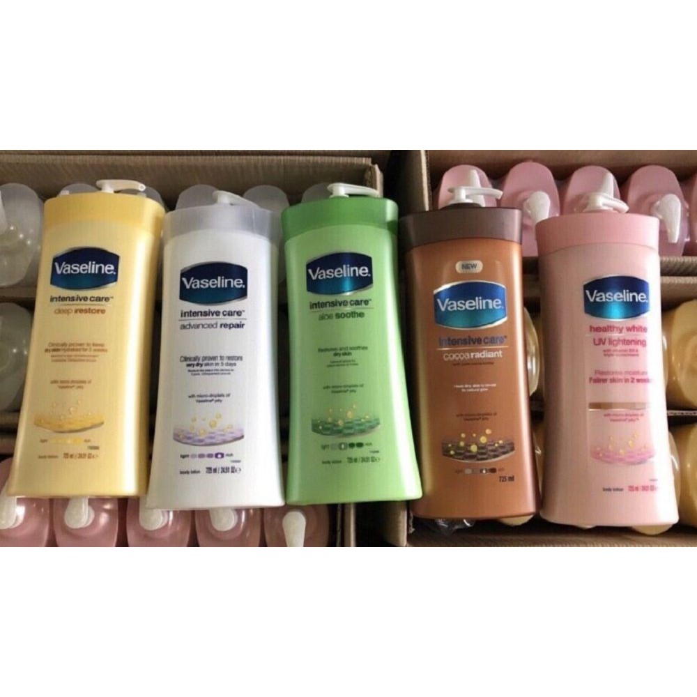 Sữa Dưỡng Thể 725ml Vaseline Làm Trắng Sáng, Mịn Da Và Giữ Ẩm Intensive Care Deep Restore.