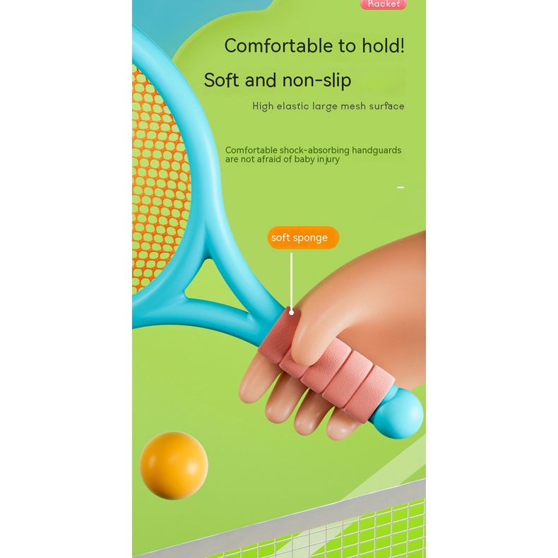 Bộ Vợt Tennis Và 1 Quả Cầu Lông Mềm Mại Kích Thước 17 Inch Dành Cho Bé Chơi Trong Nhà / Ngoài Trời