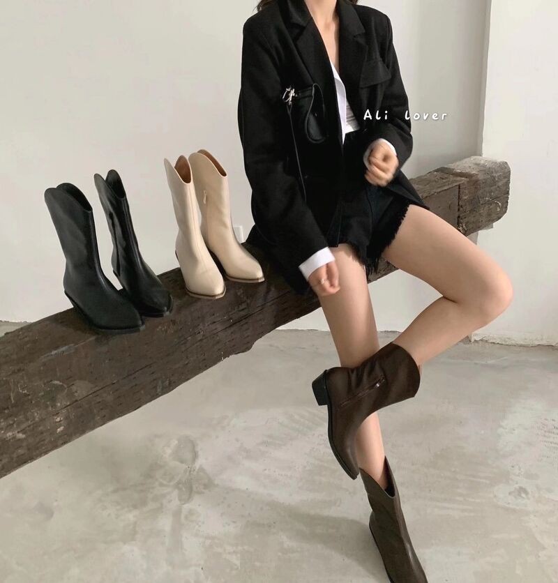 Cowboy boots lửng chân G-876-5