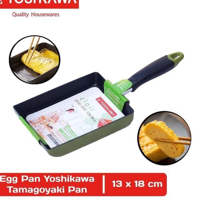 Chảo Chiên Trứng Yoshikawa Hijau Cl1318 13x18 Teflon Omelet Tamagoyaki Box 0z8