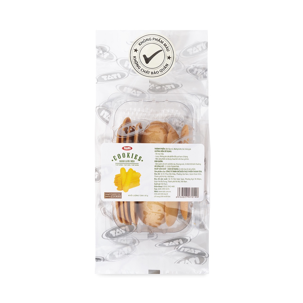Bánh TATI Cookies Lưỡi Mèo 60g | BigBuy360 - bigbuy360.vn
