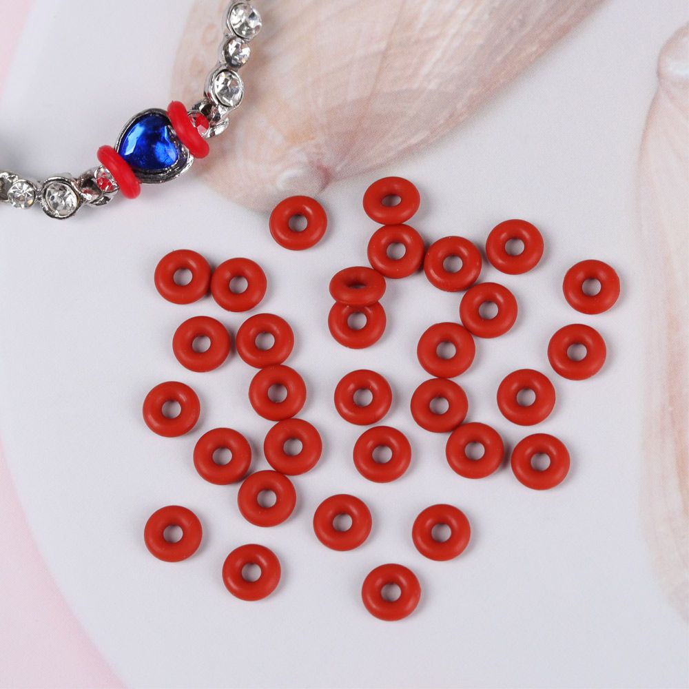 Túi 100 hạt chặn chữ O tròn dẹt 6*2*2 bằng cao su bền nhám chống trượt cố định đầu cuối cho vòng tay 12 màu tùy chọn