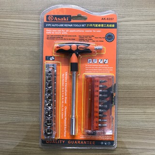 Bộ mũi vít và đầu tuýp asaki ak-6357