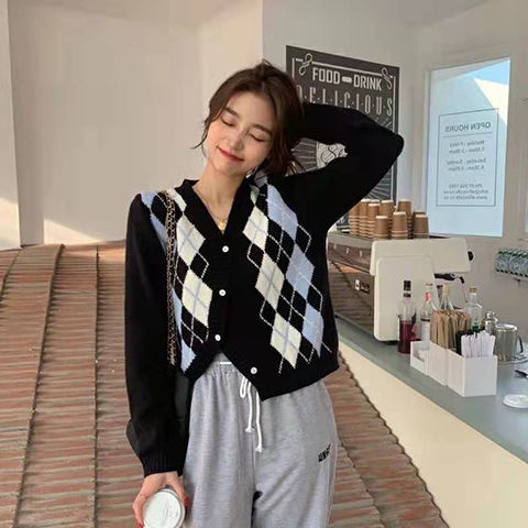 Áo Khoác Cardigan Dệt Kim Tay Dài Cổ Chữ V Phong Cách Retro Mùa Thu Cho Nữ