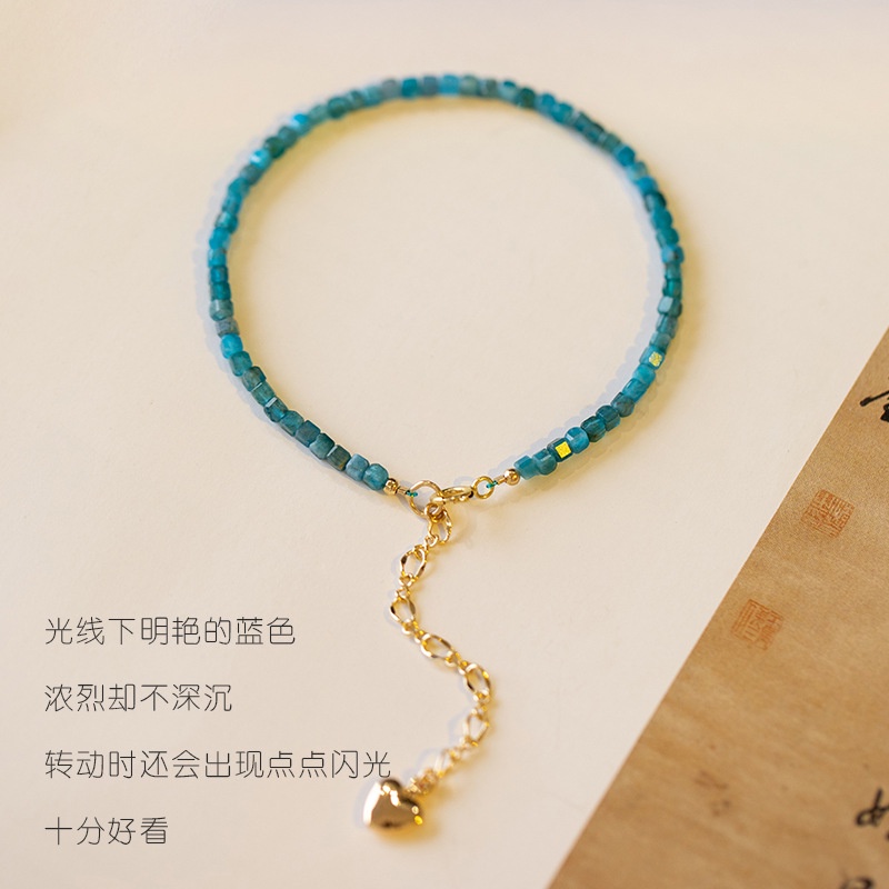 Vòng Đeo Tay Chuỗi Hạt Đá Apatite Tự Nhiên Siêu Cao Cấp Thời Trang Cho Nữ