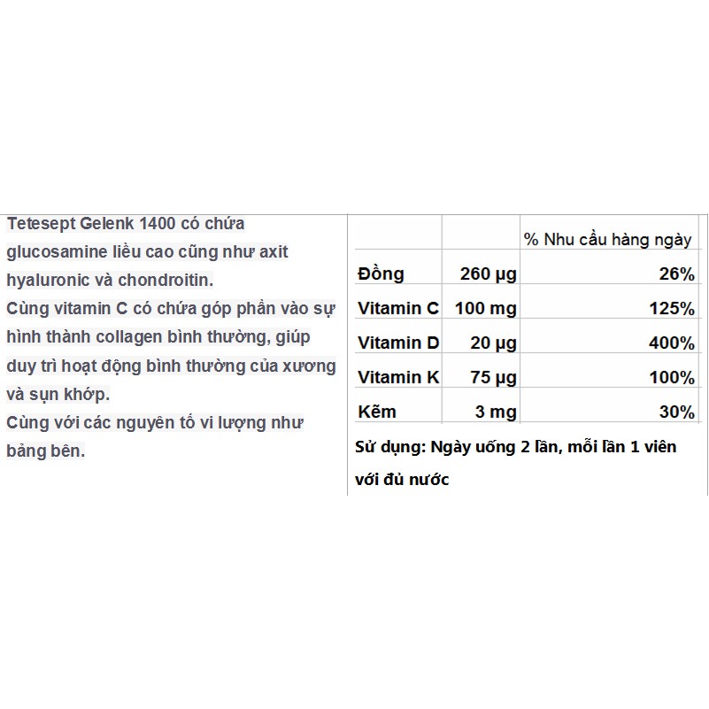 Hàng Đức Tetesept Glucosamin 1550 hộp 40 viên