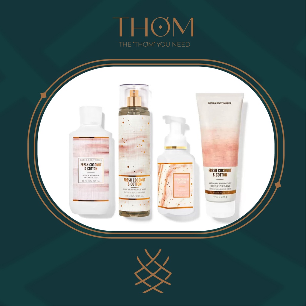 FRESH COCONUT & COTTON | Sản Phẩm Tắm Dưỡng Xịt Thơm Toàn Thân Bath & Body Works