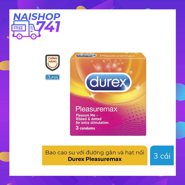 Bao cao su Durex Pleasuremax, Hộp 3 cái