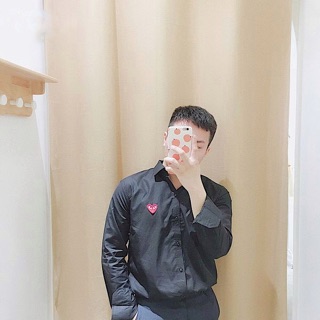 Áo sơ mi đôi nam nữ thêu trái tim [Có size to]
