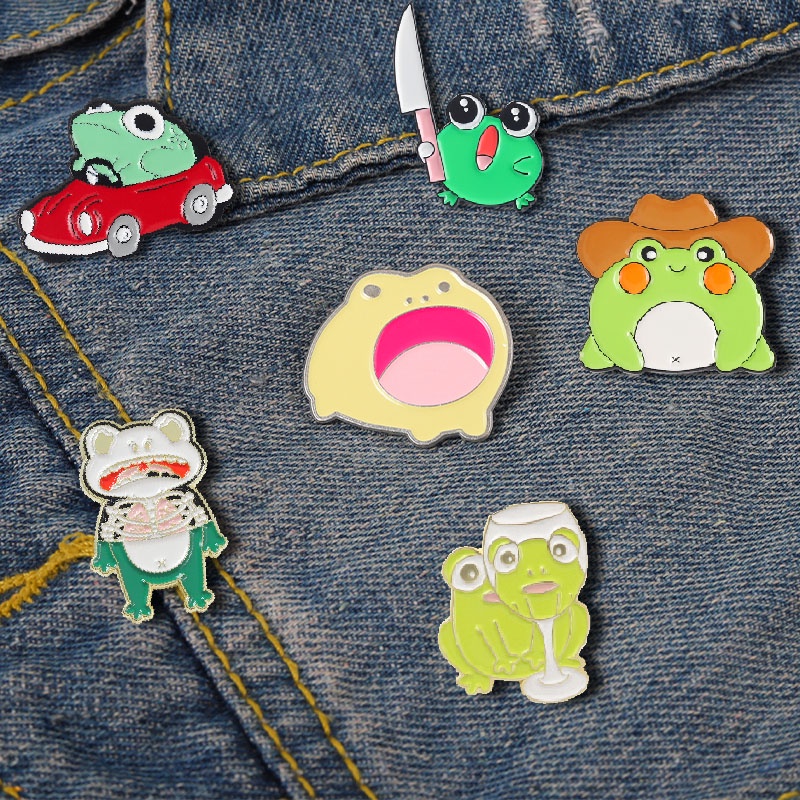 Huy Hiệu Cài Áo Kim Loại Hình Chú Ếch Sáu Con