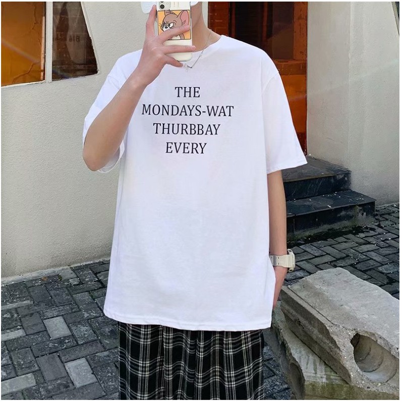 Áo Thun Unisex Tay Lỡ Trắng Chữ Đơn Giản Kiểu Dáng Siêu Đẹp- áo phông basic tee trắng hàng QC full size