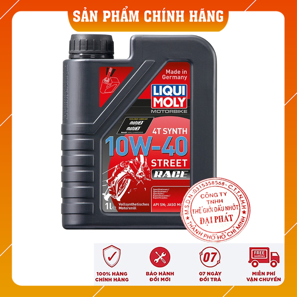 Dầu nhớt nhập khẩu 100% Liqui moly 10w40 street race chai 1L